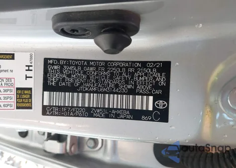 2021 Toyota Prius Le из США, поврежденный, VIN JTDKAMFU6M3144230